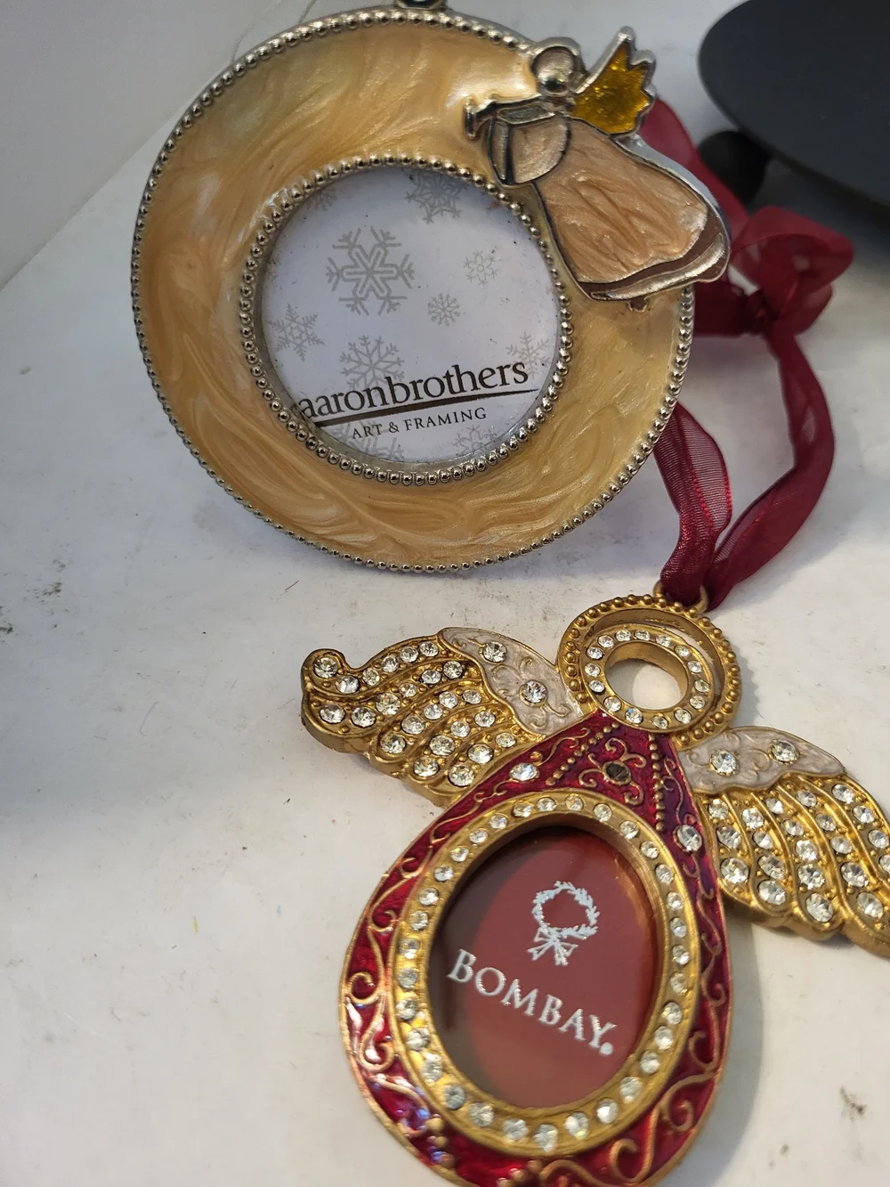 Bombay/Aaron Bros  Angel Photo Frame Ornaments Vintage NOS